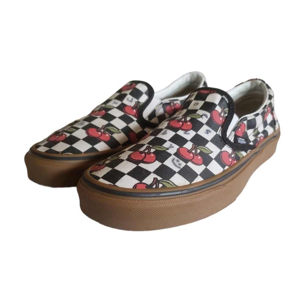 VANS Checkerboard Cherries Classic Slip On Skate Shoes  Women's Size‎ 7.5